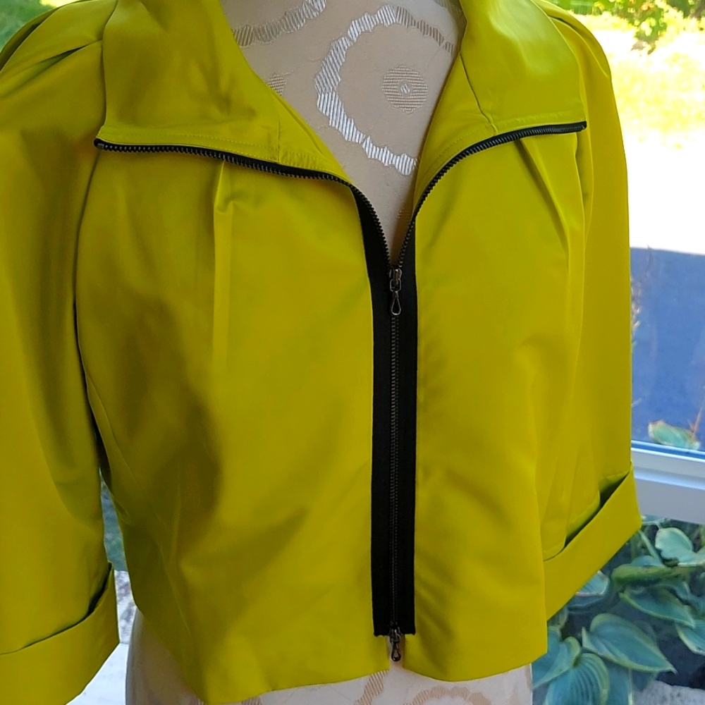 Carlisie Electric Yellow Cropped Jacket size 8
